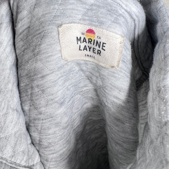 Marine Layer Corbet Quilted Funnel Neck Pullover Sweater Gray Blue S - Picture 4 of 5